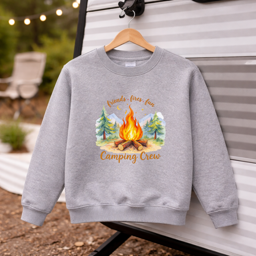 Friends Fires Fun Camping Crew Kids Tees/Crewnecks