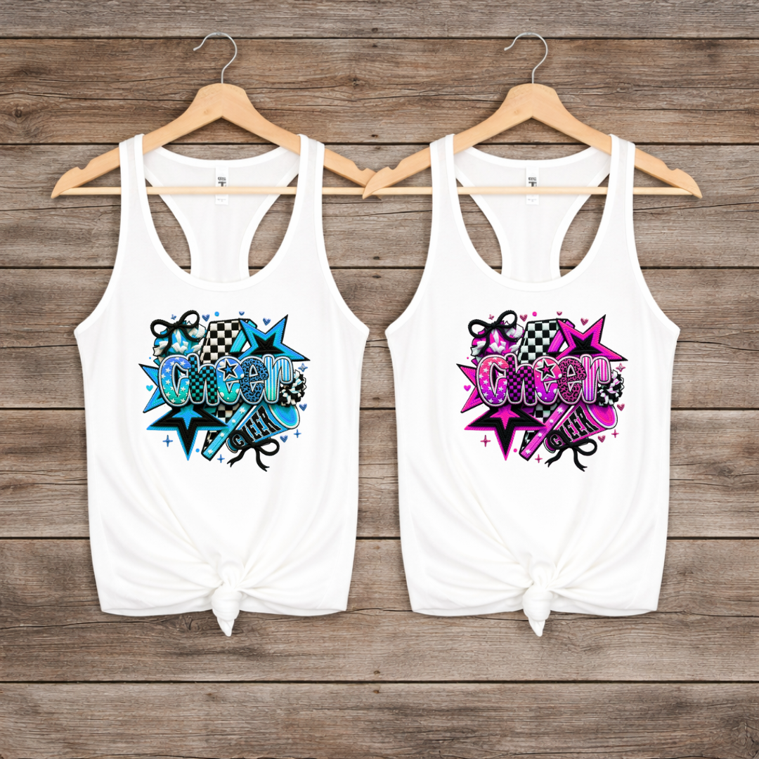 Cheer White Racerback Tanks