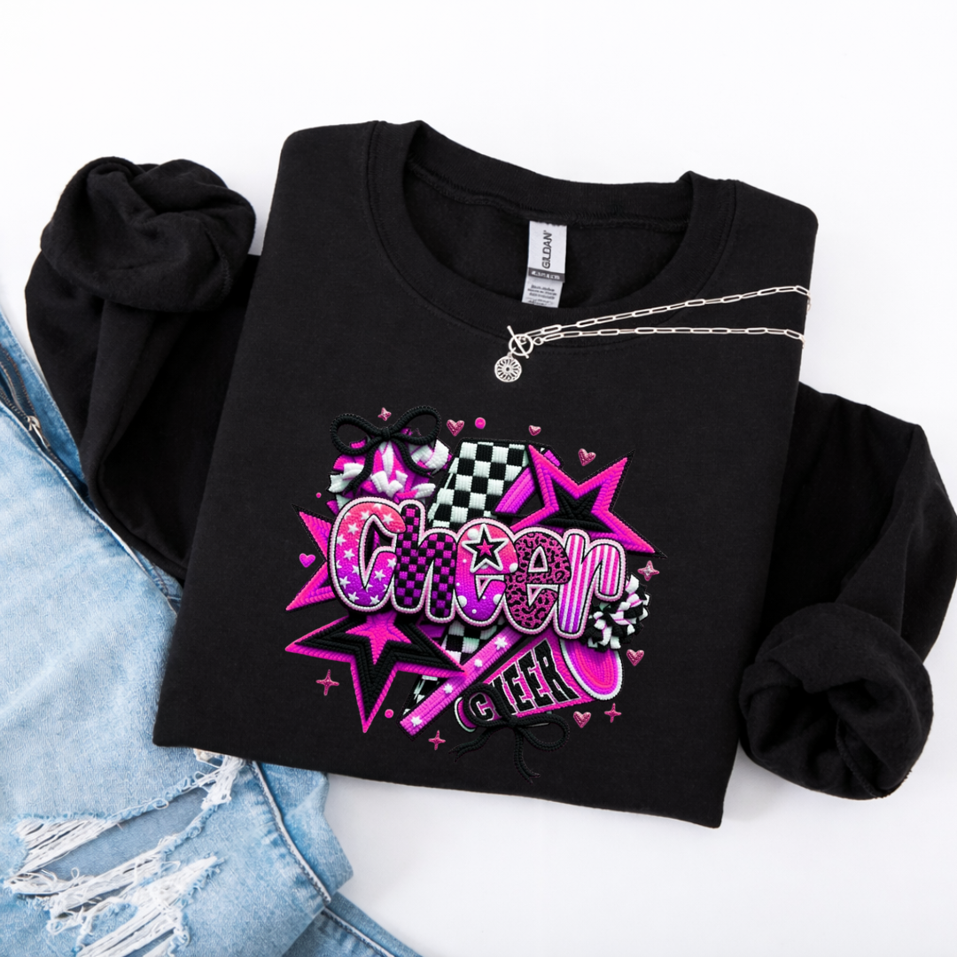 Cheer (Hot Pink Design) Tees/Crewnecks Kids + Adults