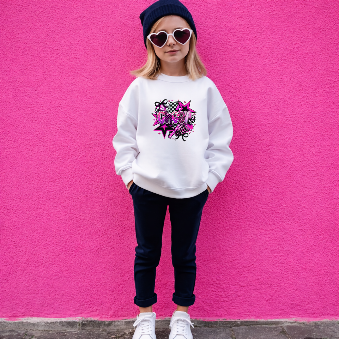 Cheer (Hot Pink Design) Tees/Crewnecks Kids + Adults