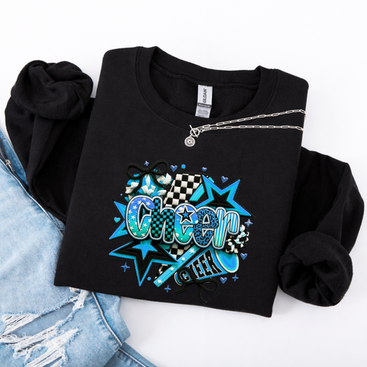 Cheer (Teal Design) Tees/Crewnecks Kids + Adults