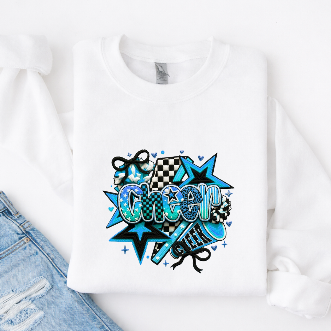 Cheer (Teal Design) Tees/Crewnecks Kids + Adults