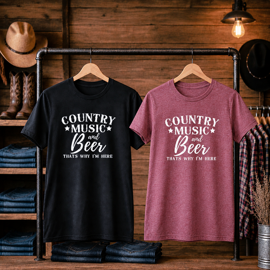 Country Music and Beer Relaxed Fit Tees