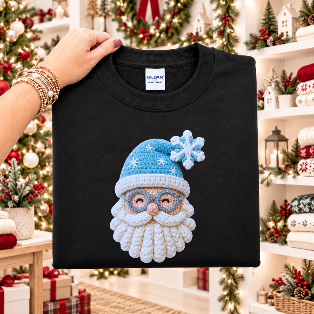Faux Yarn Blue Santa Hat