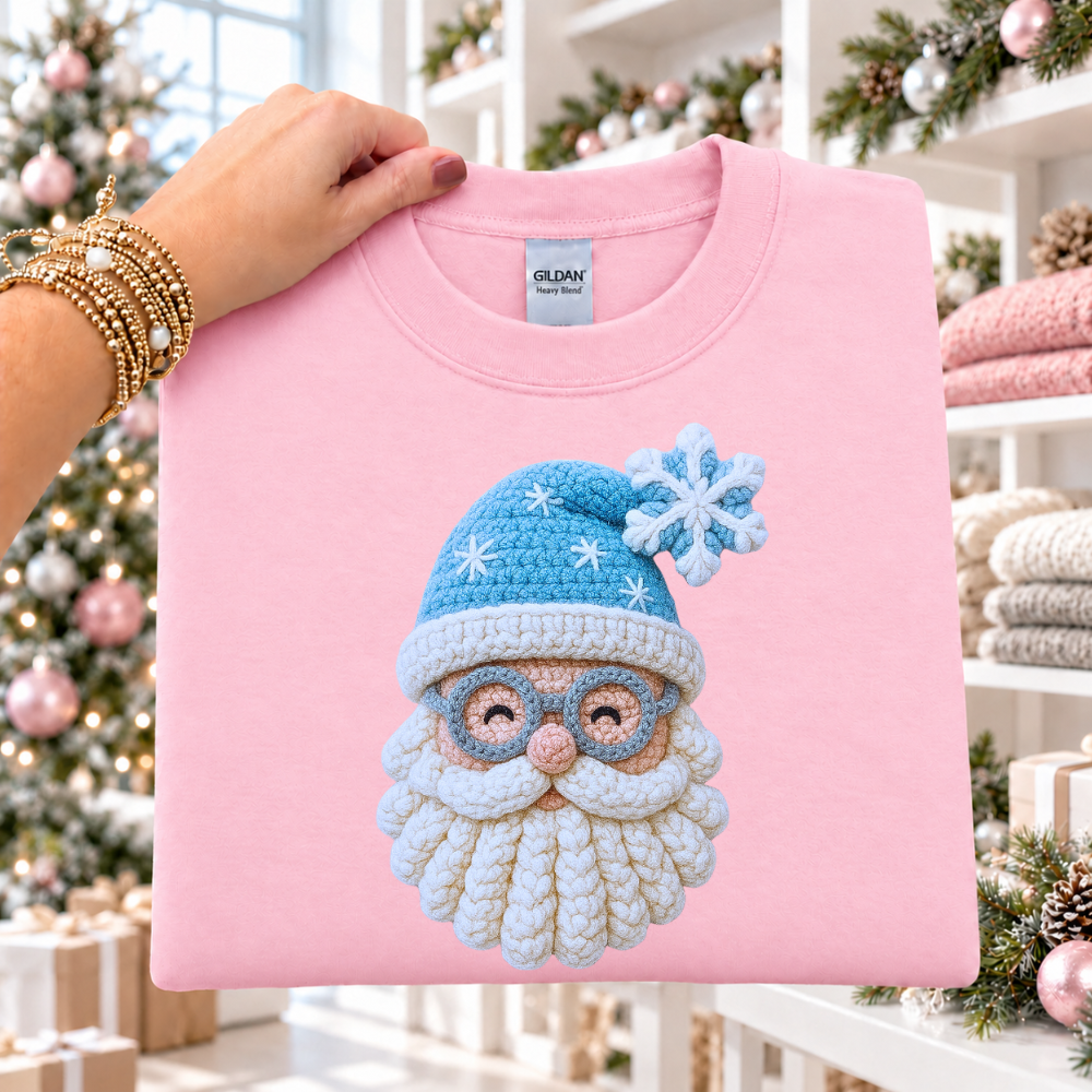 Faux Yarn Blue Santa Hat