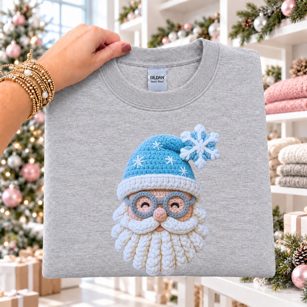 Faux Yarn Blue Santa Hat
