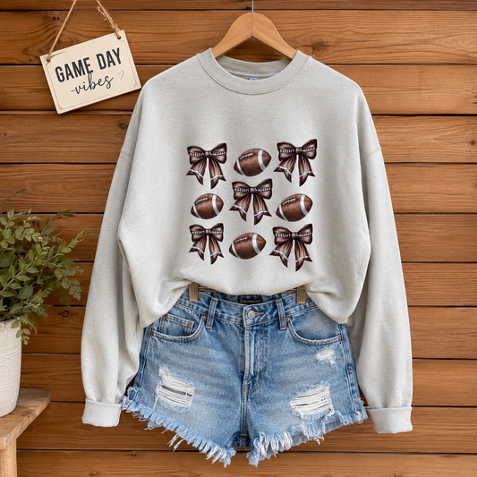 Football + Bows Crewnecks/Hoodies