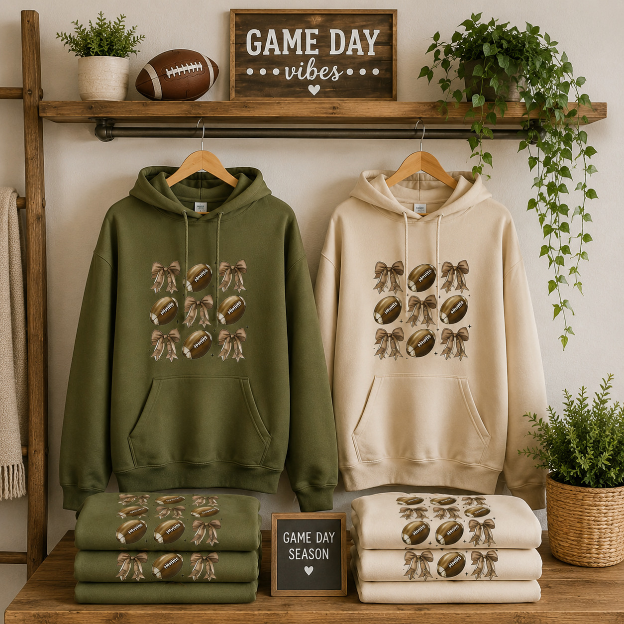 Football + Bows Crewnecks/Hoodies
