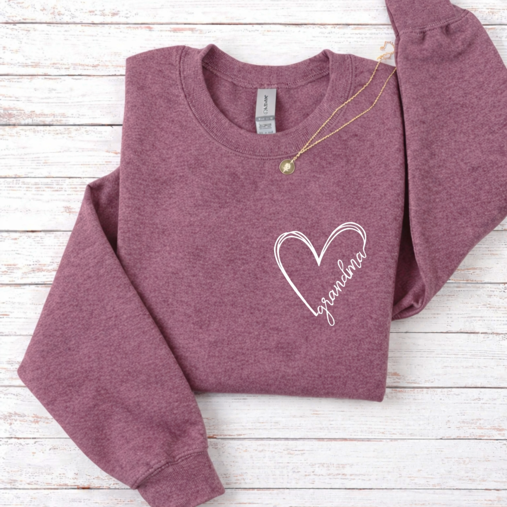 Mama, Grandma, Nana, Auntie, Etc. Heart Crewnecks