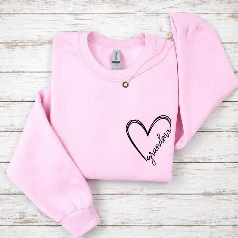 Mama, Grandma, Nana, Auntie, Etc. Heart Crewnecks