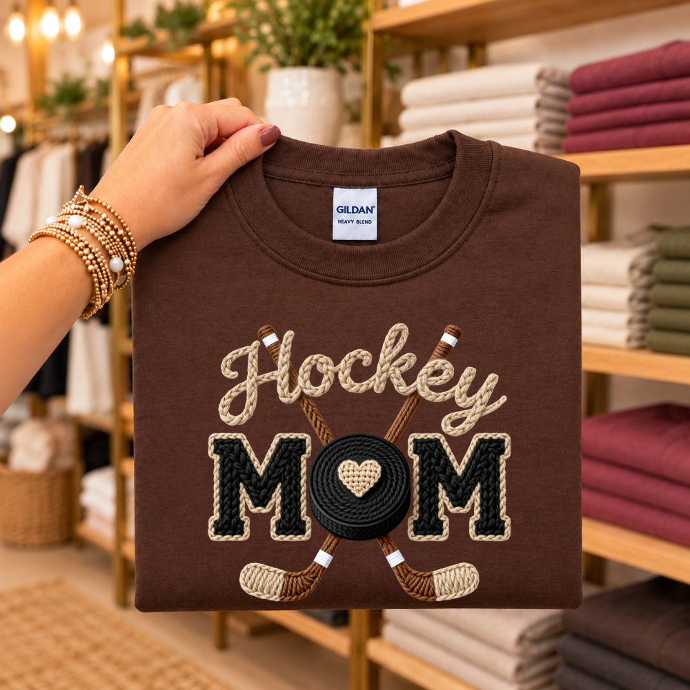 Hockey Mom DTF Faux Stich