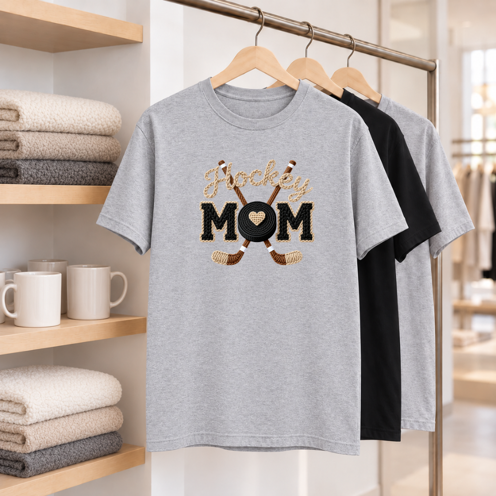 Hockey Mom DTF Faux Stich