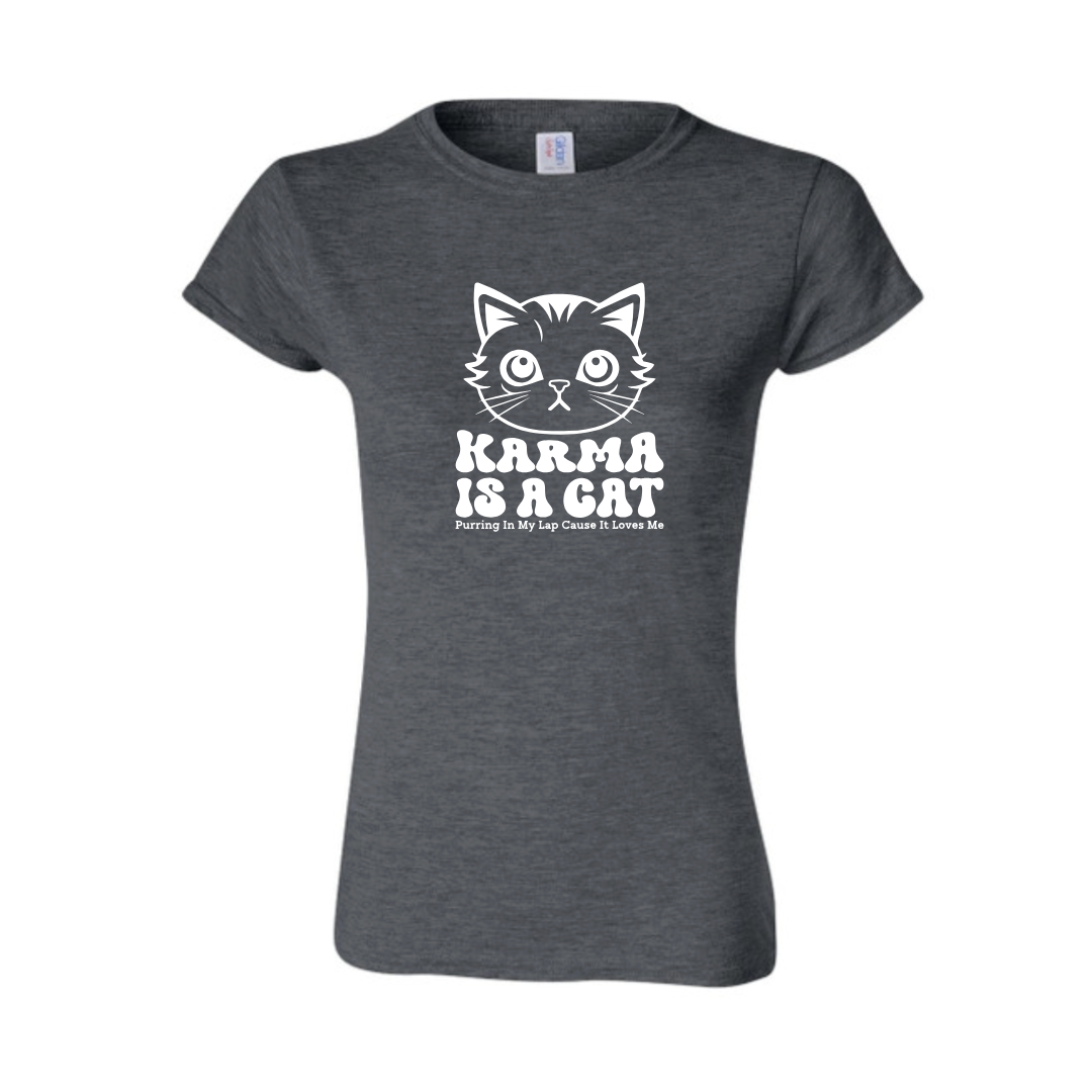 Karma Is a Cat Girls Fitted Tees
