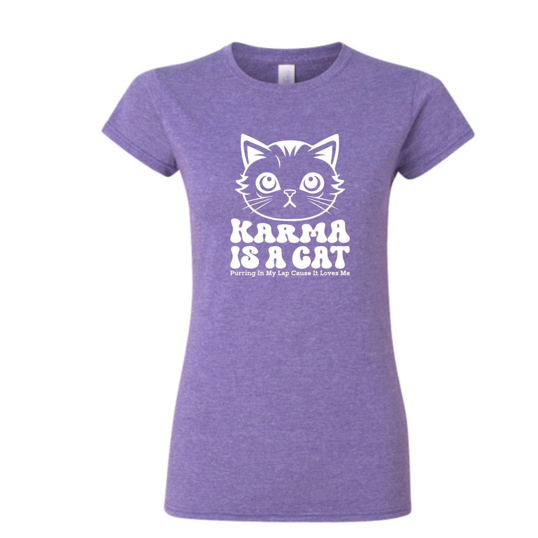 Karma Is a Cat Girls Fitted Tees