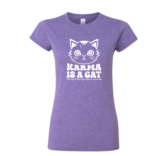 Karma Is a Cat Girls Fitted Tees