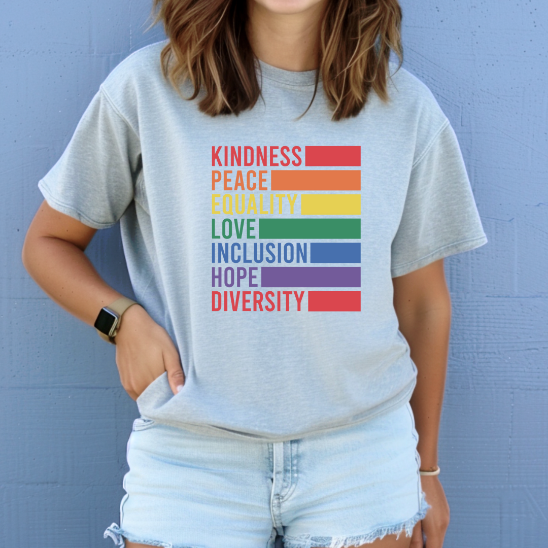 Kindness Peace Equality Love Inclusion Hope Diversity Tees/Crewnecks/Hoodies