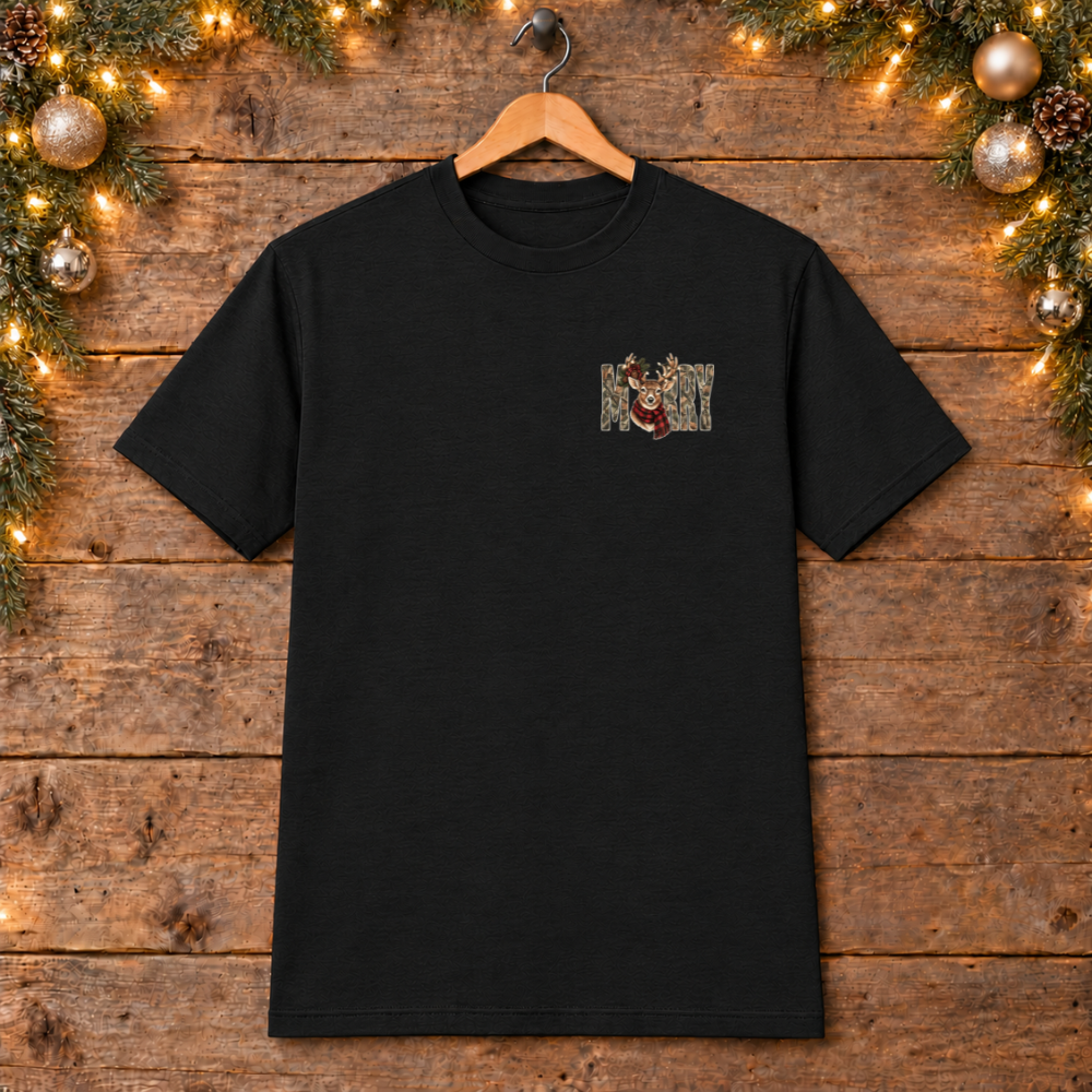 MERRY Deer Camo Christmas Tees