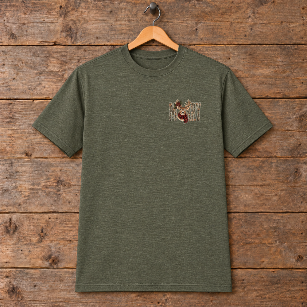 MERRY Deer Camo Christmas Tees