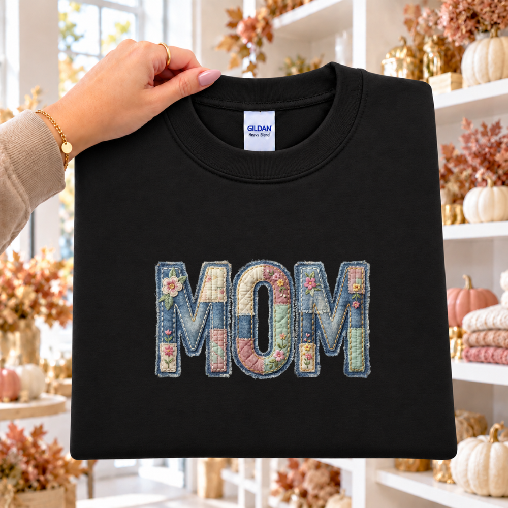 MOM Faux Denim Patchwork