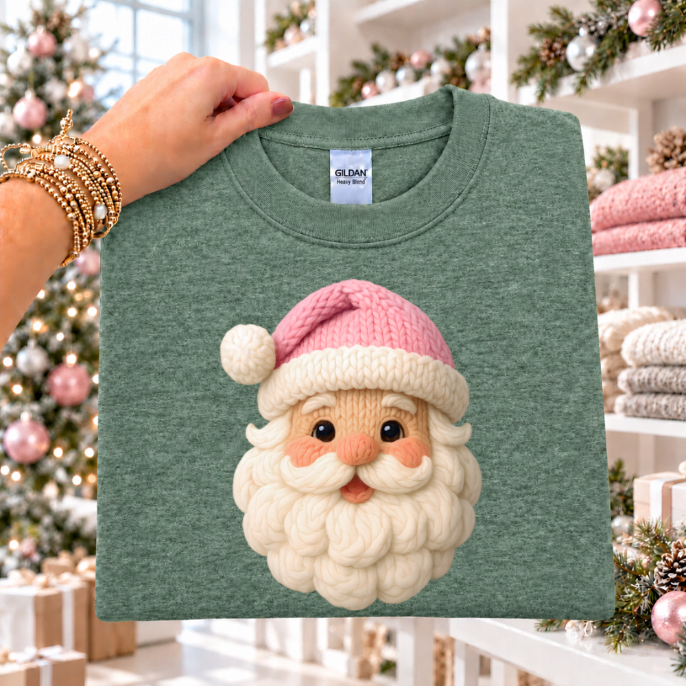 Faux Yarn Pink Santa Hat