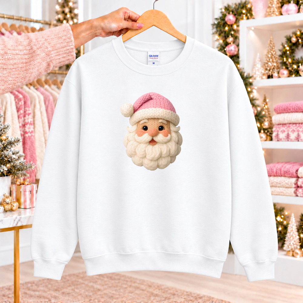 Faux Yarn Pink Santa Hat