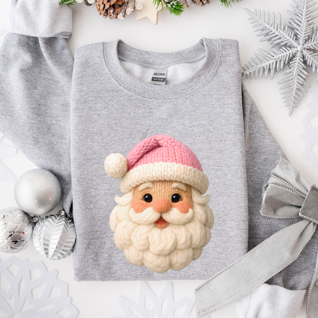 Faux Yarn Pink Santa Hat