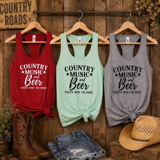 Country Music and Beer Racerback Tanks