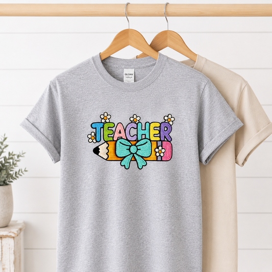 Teacher Faux Crochet Tees/Crewnecks/Hoodies