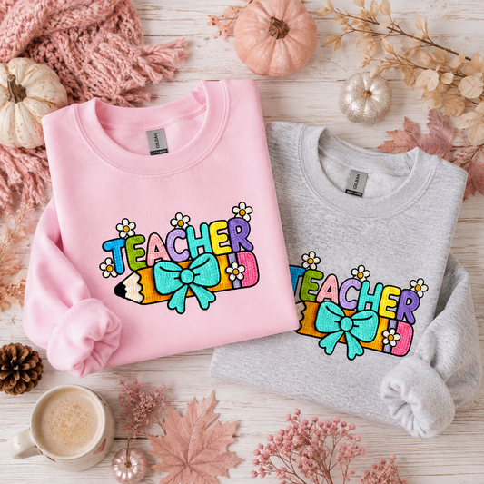Teacher Faux Crochet Tees/Crewnecks/Hoodies