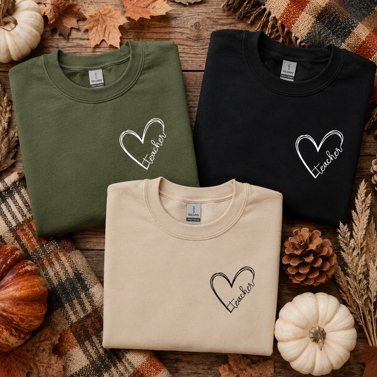 Teacher Heart Tees/Crewnecks