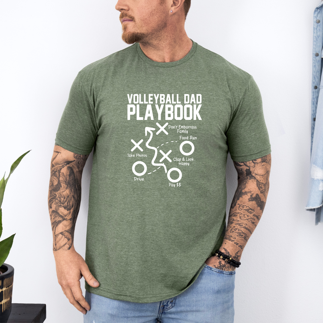 Volleyball Dad Playbook Tees/Crewnecks/Hoodies
