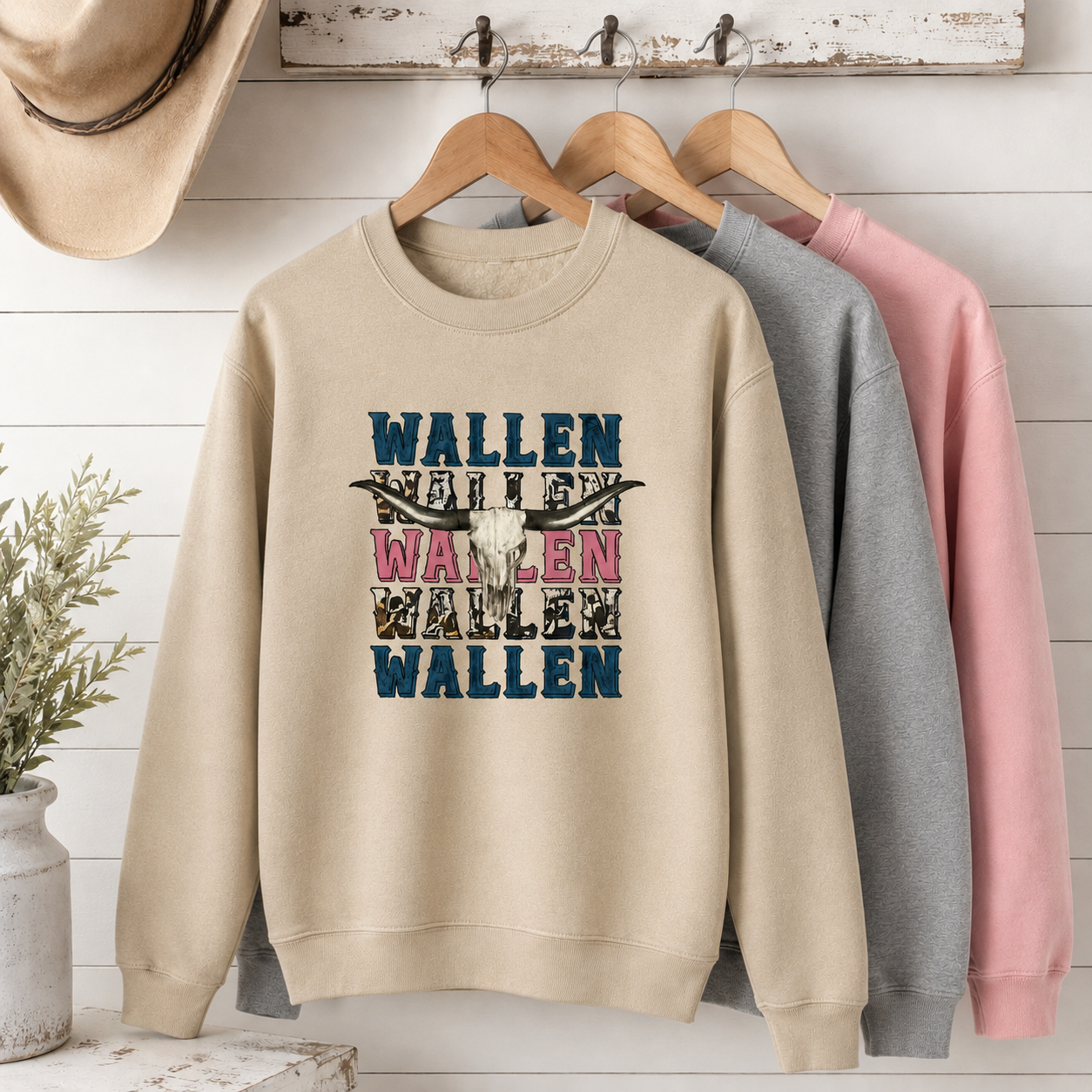 Wallen Distressed Design Tees/Crewnecks