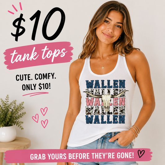 Wallen White Racerback Tanks