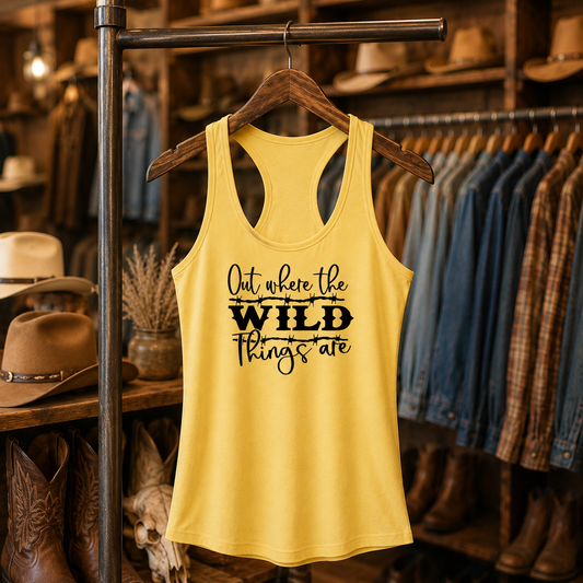 Out Where The Wild Things Are Racerback Tanks