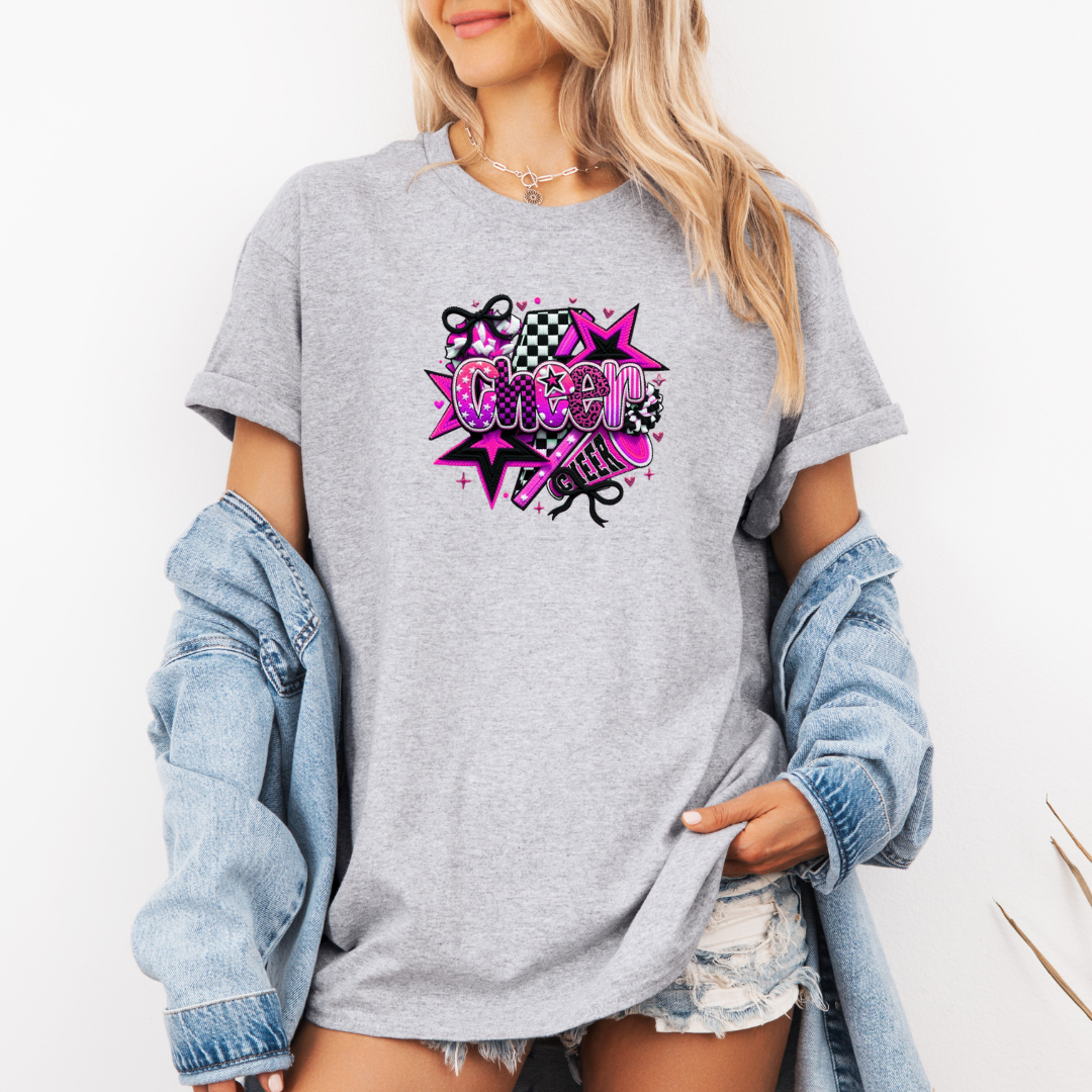 Cheer (Hot Pink Design) Tees/Crewnecks Kids + Adults